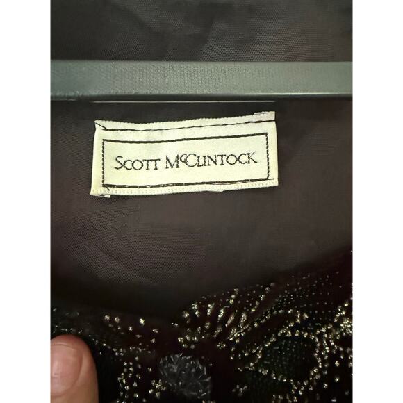 80s Scott McClintock Velvet Purple Puff Juliet sleeve glitter top Shacket Small - Picture 7 of 7